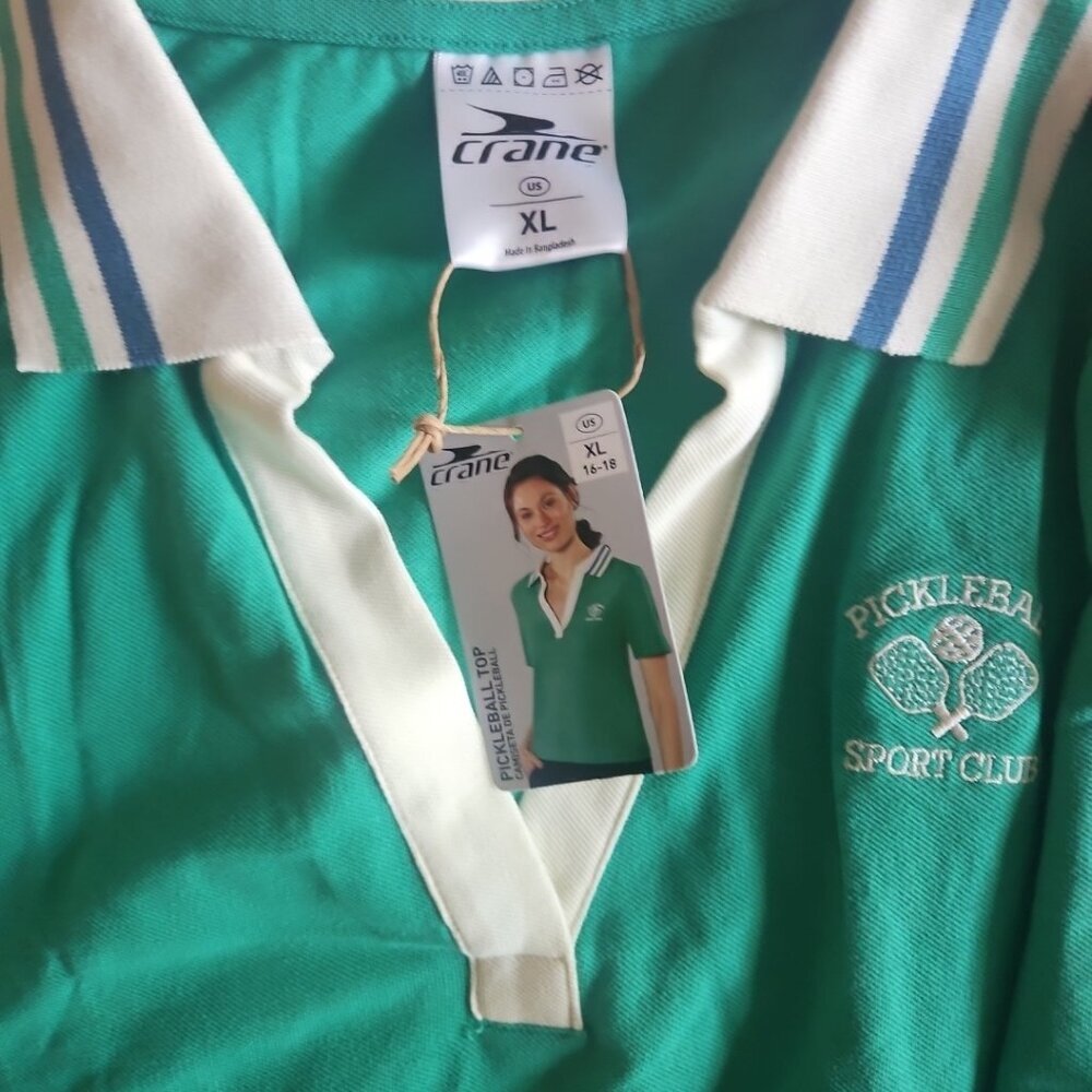 Crane Pickleball shirt moisture wicking cotton polo Tenniscore 14/16 NWT - Picture 2 of 5